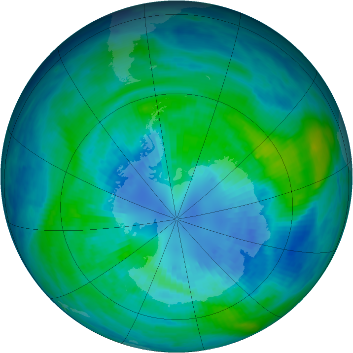 Antarctic ozone map for 06 April 1985